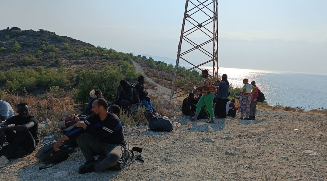 Foça’da Ormanlık Alanda 62 düzensiz göçmen yakalandı
